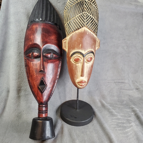 HandCrafted Wooden Tribal Masks on stands Made in Ghana - Picture 1 of 11